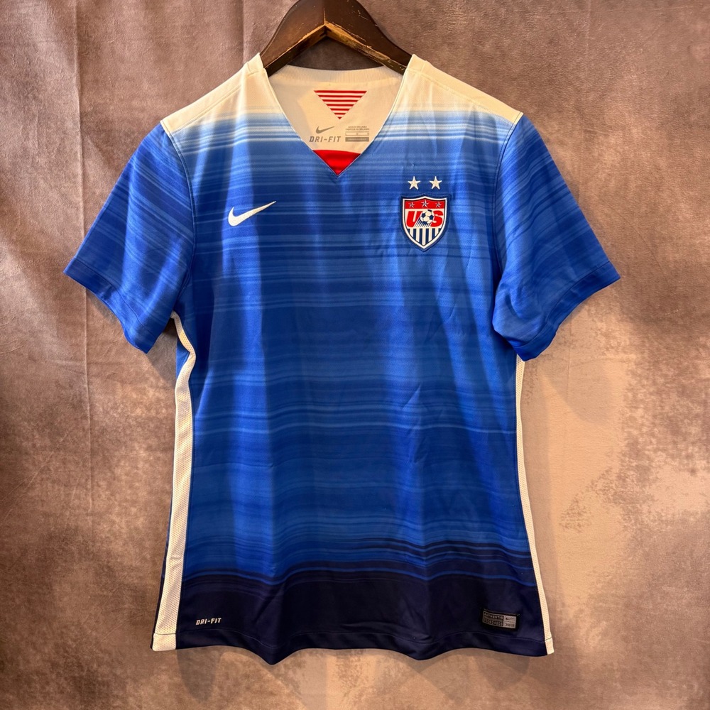 Nike USWNT 2015 Away Soccer Jersey Blue Gradient Womens Large 698220-405
